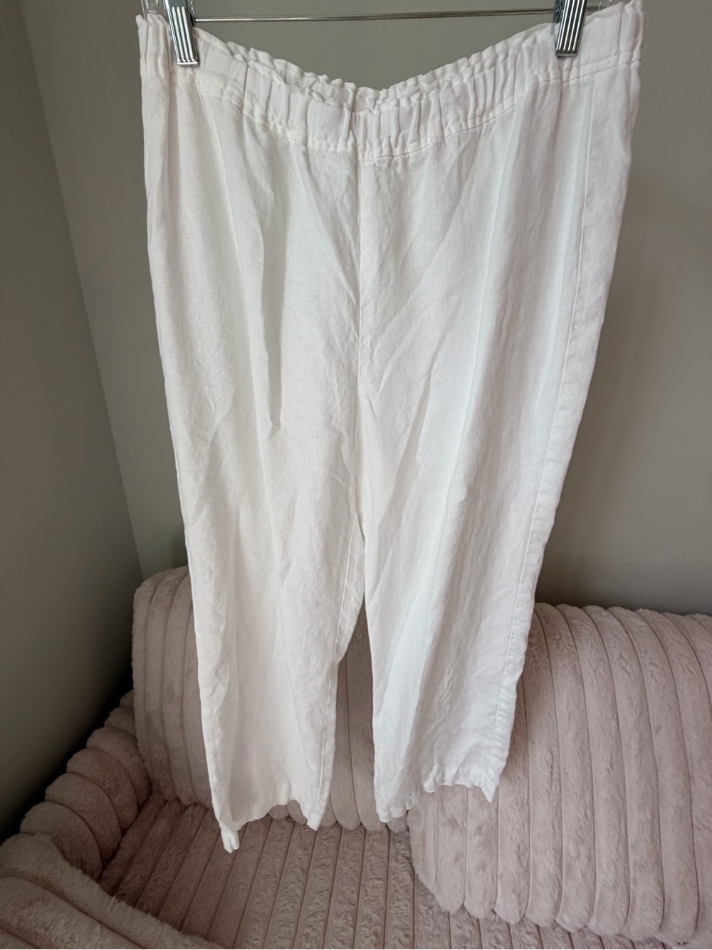 Eileen Fisher White Wide-Leg Linen Pants